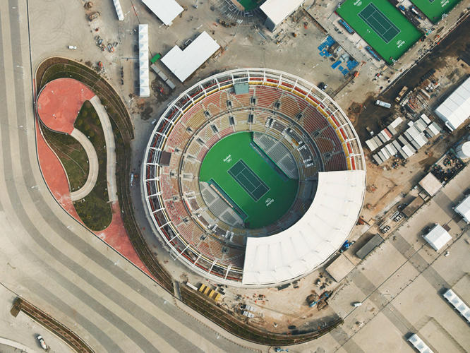 <p>The Olympic tennis arena for the summer 2016 games in Rio, starting August 5.</p>